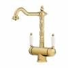 Превью Смеситель Omoikiri AMAGASAKI двухрычажный, с выводом для питьевой воды, золото – 1