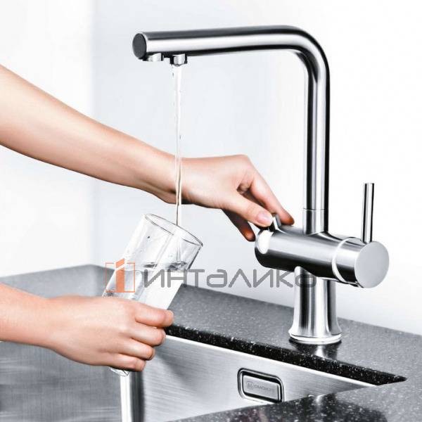 Смеситель Omoikiri HOTARU однорычажный, с выводом для питьевой воды, вороненая сталь | белый – 3