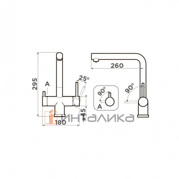 Смеситель Omoikiri TAKAMATSU однорычажный, с выводом питьевой воды, нержавеющая сталь – 2