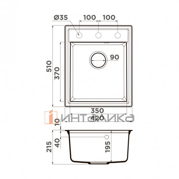 Мойка Omoikiri DAISEN 42 Artgranit, 400, накладная, черный – 2