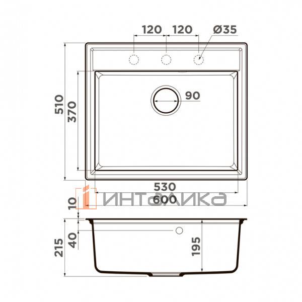 Мойка Omoikiri DAISEN 60 Artgranit, 600, накладная, leningrad grey – 2