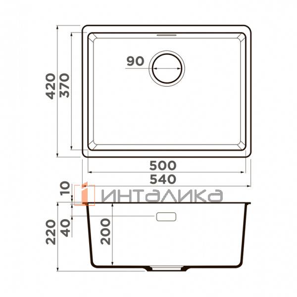 Мойка Omoikiri KATA 54-U Artgranit, 600, под столешницу, ваниль – 2