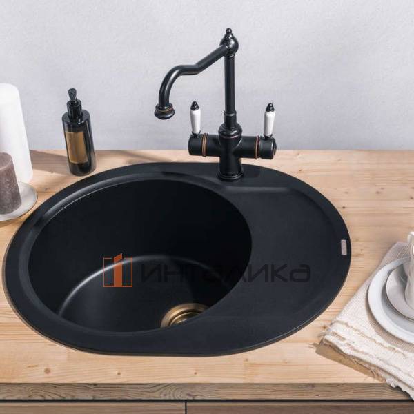 Мойка Omoikiri MANMARU 62 Artgranit, 450, накладная, черный – 4