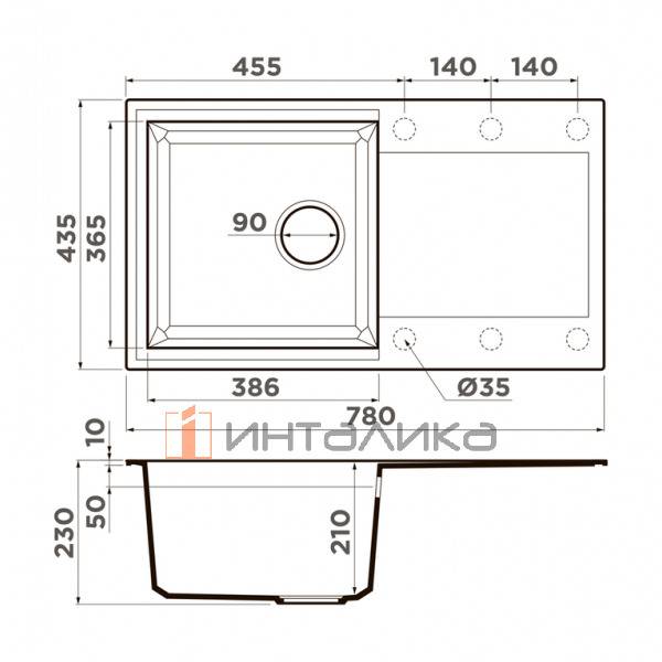 Мойка Omoikiri SAKAIME 78 Tetogranit, 500, накладная, ваниль – 2