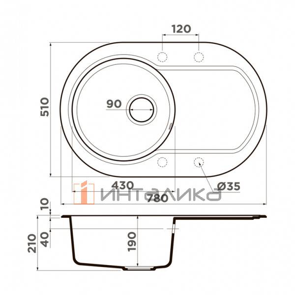 Мойка Omoikiri MANMARU 78 Artgranit, 500, накладная, пастила – 2