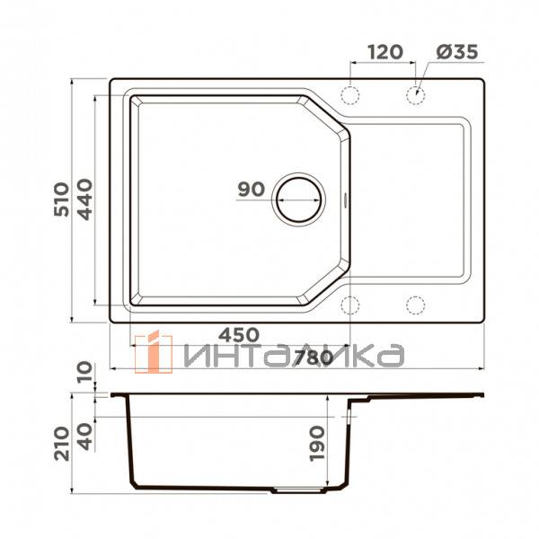 Мойка Omoikiri YONAKA 78-LB Artgranit, 600, накладная, карамель – 2