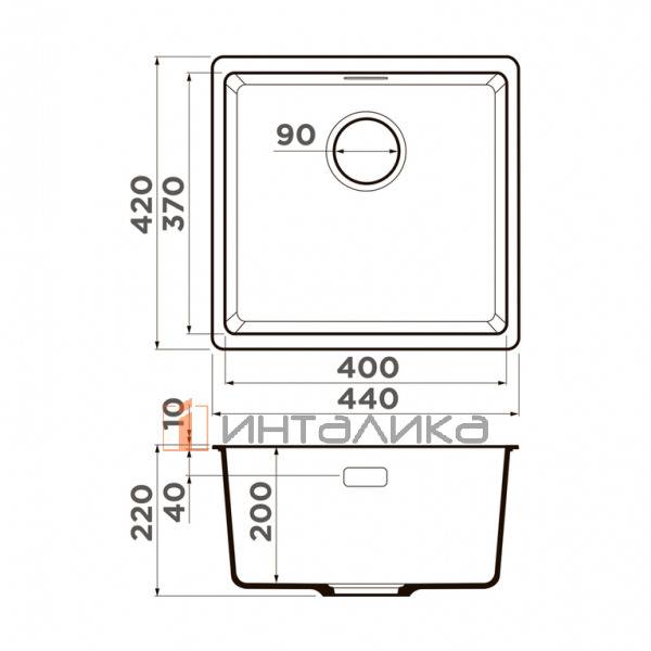 Мойка Omoikiri KATA 44-U Artgranit, 500, под столешницу, leningrad grey – 2