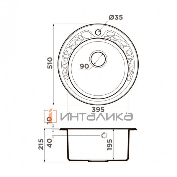 Мойка Omoikiri TOVADA 51 Artgranit, 500, накладная, leningrad grey – 2
