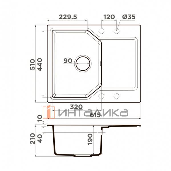 Мойка Omoikiri YONAKA 61 Artgranit, 400, накладная, бежевый – 2