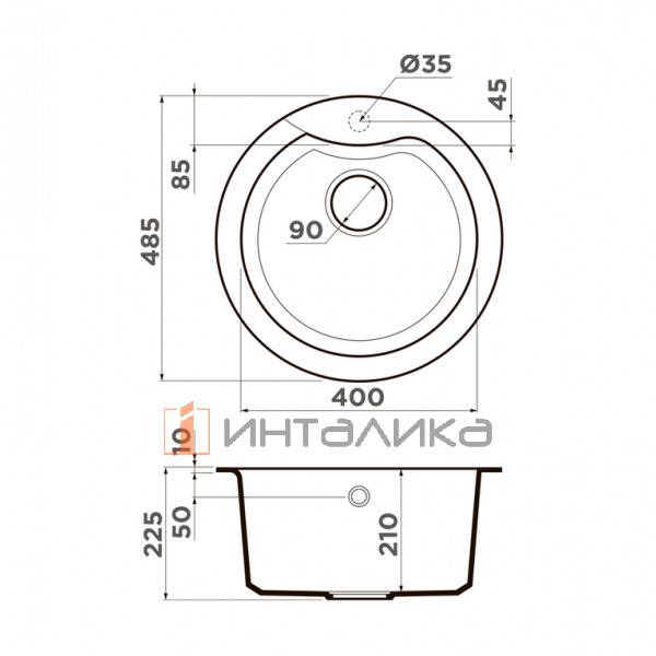 Мойка Omoikiri YASUGATA 48R Tetogranit, 500, накладная, ваниль – 2