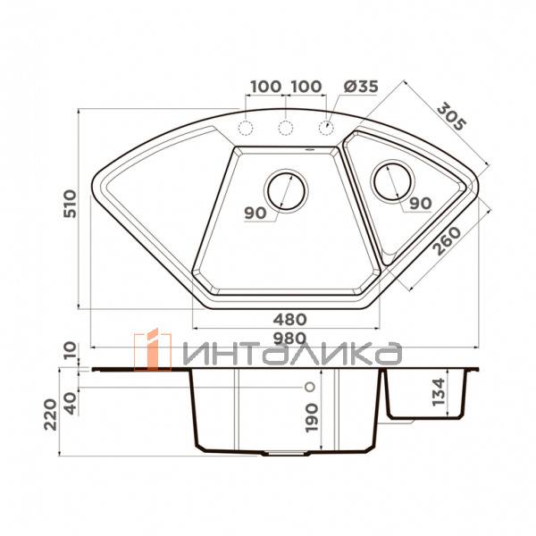 Мойка Omoikiri YONAKA 98-C Artgranit, 900х900, накладная, черный – 2