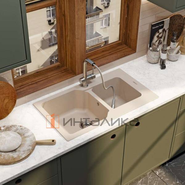 Мойка Omoikiri MARU 86-2 Tetogranit, 900, накладная, эверест – 5