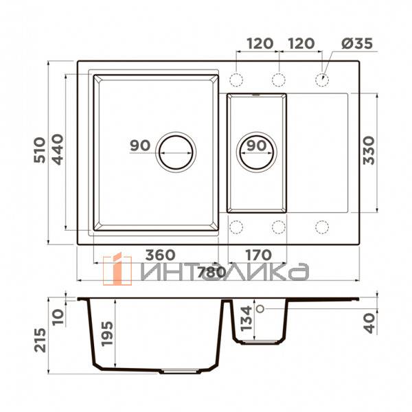 Мойка Omoikiri DAISEN 78-2 Artgranit, 600, накладная, ваниль – 2