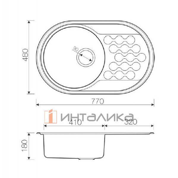 Мойка Omoikiri Kasumigaura 77 нержавеющая сталь, 500, нержавеющая сталь – 2