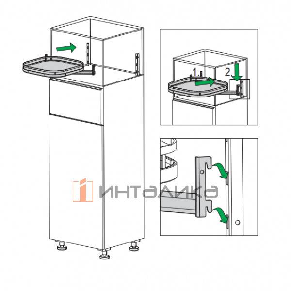 Поворотный механизм KESSEBOHMER Turn Motion 600, 2 полки Arena style, Anti-slip, H430мм, антрацит – 6