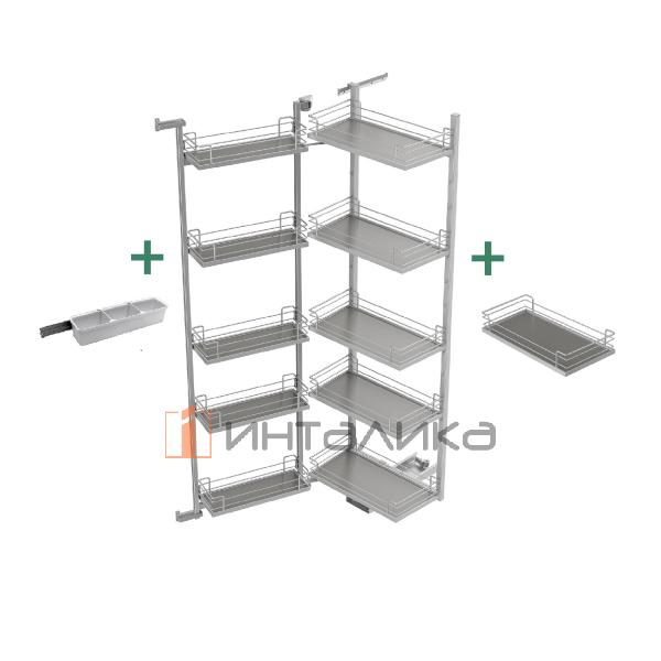 Распашной шкаф-колонна KESSEBOHMER Tandem II - YOU 600, 6 полок Arena classic, Anti-slip, набор Youboxx №3, H1700, хром – 2