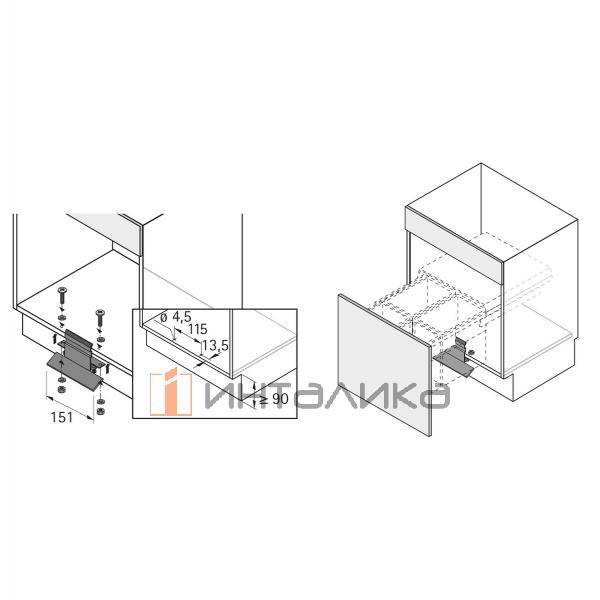 Педаль HETTICH для открывания для системы Pull – 3