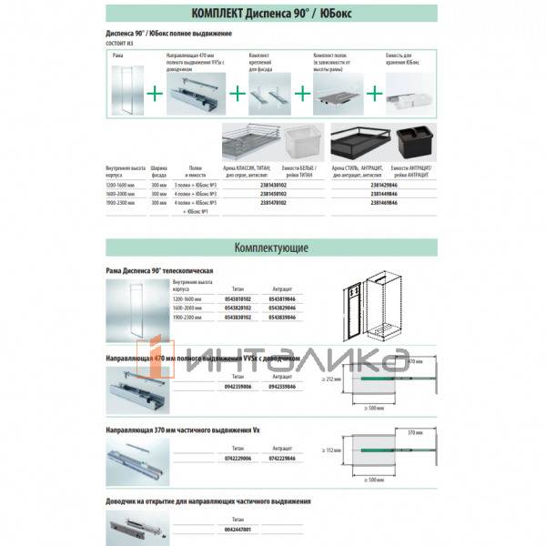 Выдвижной шкаф-колонна KESSEBOHMER Dispensa 150, 5 полок Arena classic с доводчиком на закрывание, частичное выдвижение, Anti-slip, H1600-2000мм, титан – 3