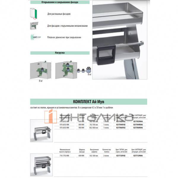Выдвижная полка KESSEBOHMER iMOVE 600, 1 полка, дно антрацит, Anti-slip, антрацит – 4