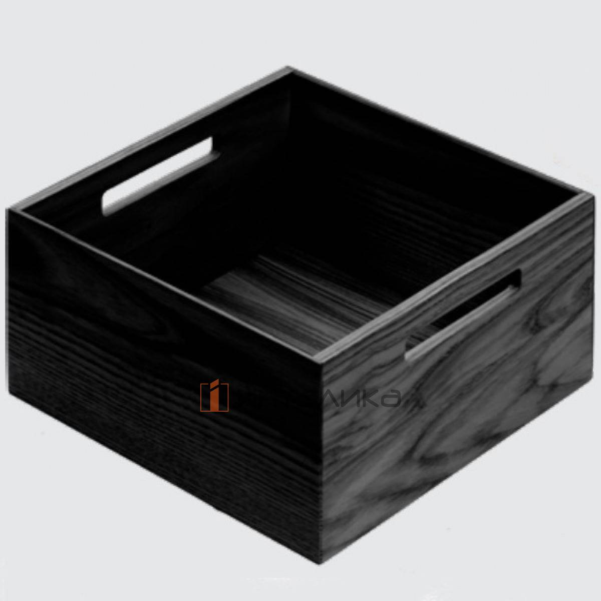 Деревянный ящик ФайнЛайн  236x236x120мм, ЯСЕНЬ черный, с ручками (0091720368)