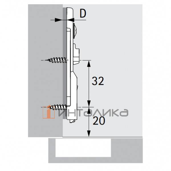 Монтажная планка линейная HETTICH System 8099 для Sensys / Intermat, LR20, D3, под прикручивание, с эксцентриком – 2