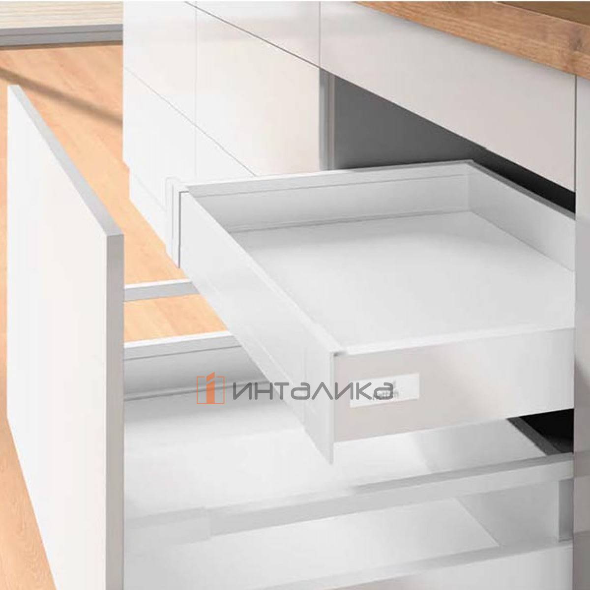 Внутренний ящик стандартный HETTICH InnoTech Atira Quadro V6 Push to Open, полное выдвижение, B450, H70, NL520, G30, белый