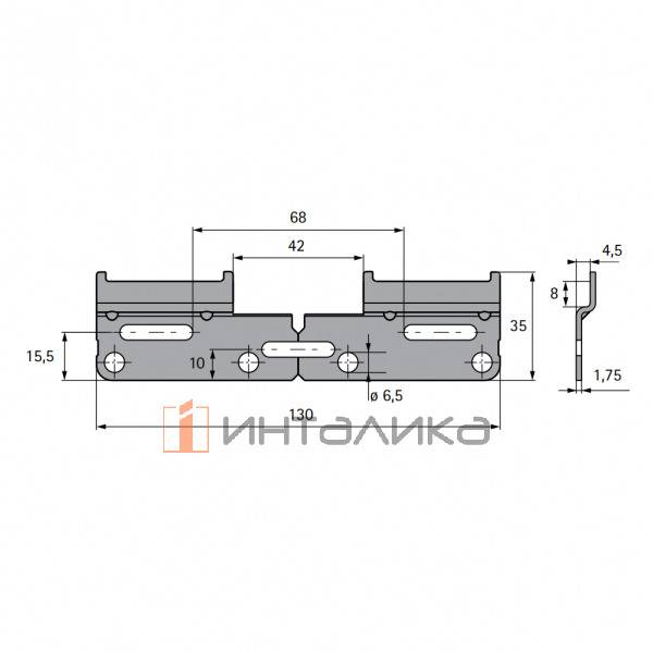 Подвесная шина Hettich, тип L, L 130мм, онцинкованная – 2