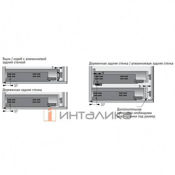 Угол для задней стенки Hettich AvanTech YOU, для Easys – 3