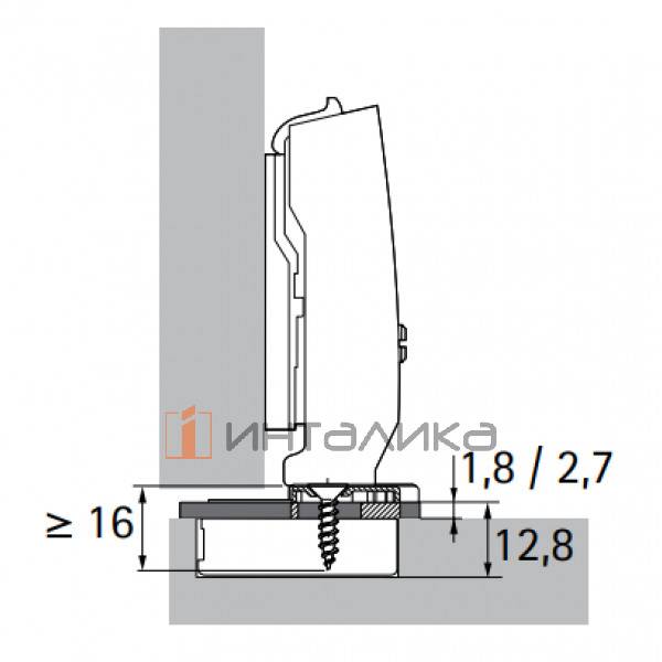 Подкладка 1,8 мм под петли HETTICH Sensys глубина сверления 12,8мм > 11мм, (V50), пластик – 2