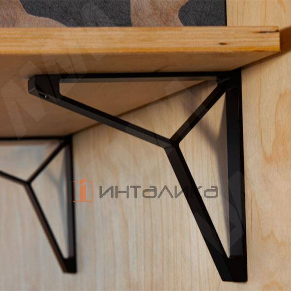 AIRONE МенсолодержательдлядеревянныхполокL-200мм,черныйматовый(1шт) (AIR.903A.9922) – 2