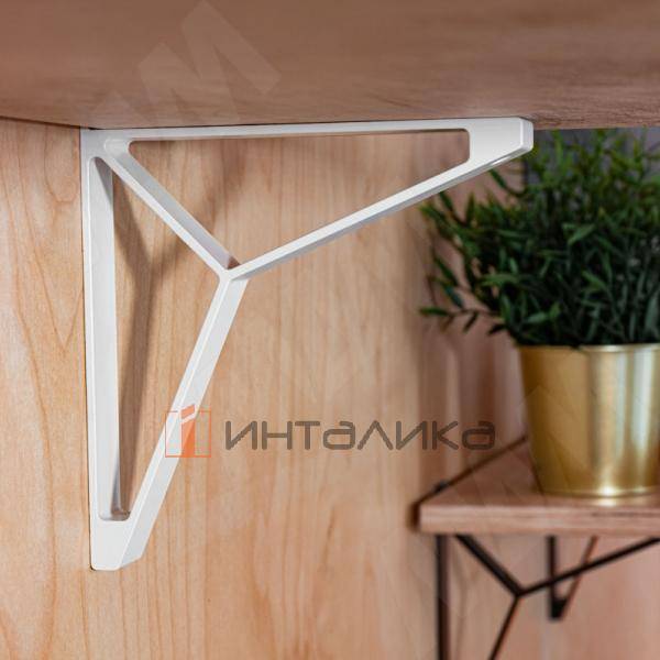 AIRONE МенсолодержательдлядеревянныхполокL-200мм,белыйматовый(1шт) (AIR.903A.9078) – 2