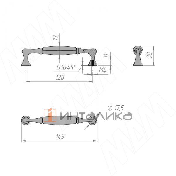Ручка-скоба 128мм хром/керамика белая (WMN.M64.00.00.CLG) – 2
