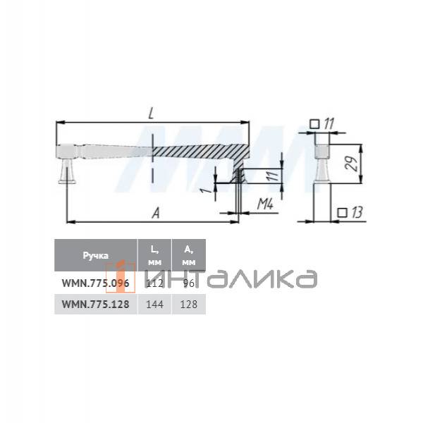 Ручка-скоба 128мм черный матовый (WMN.775.128.00N4) – 2