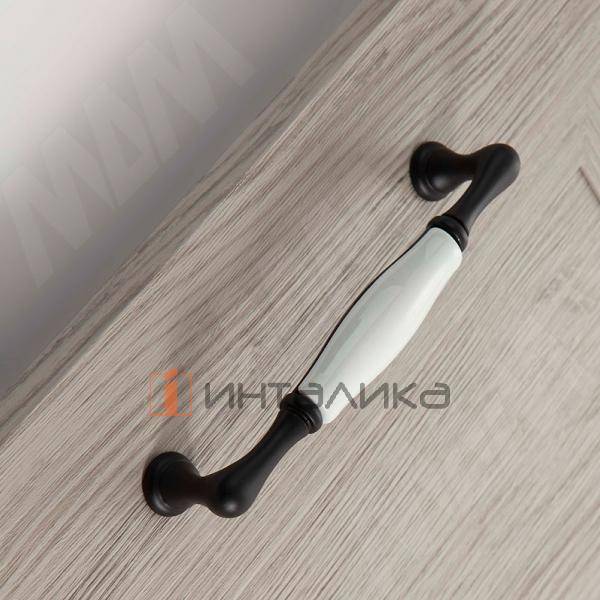 Ручка-скоба 128мм черный матовый/керамика белая (WMN.M64.00.00.N4G) – 3