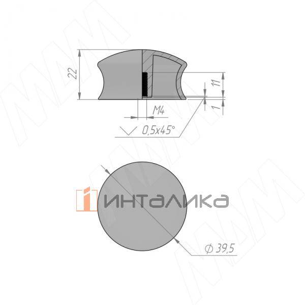 Ручка-кнопка D40мм графит (WPO.880.040.00G9) – 2