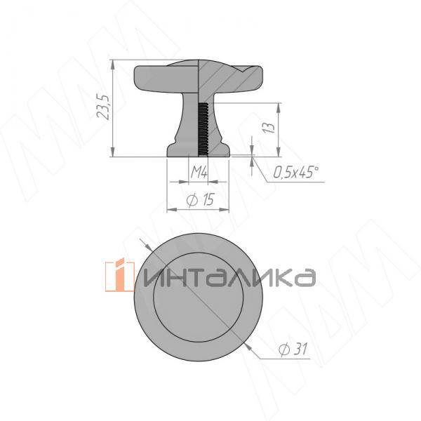 Ручка-кнопка D31мм серебро состаренное (WPO.841.031.00E8) – 2