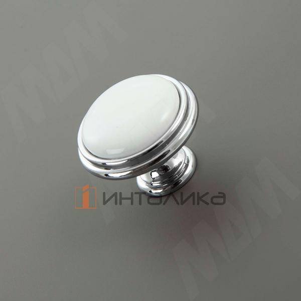 Ручка-кнопка D35мм хром/керамика белая (WPO.P77.00.00.CLG) – 3