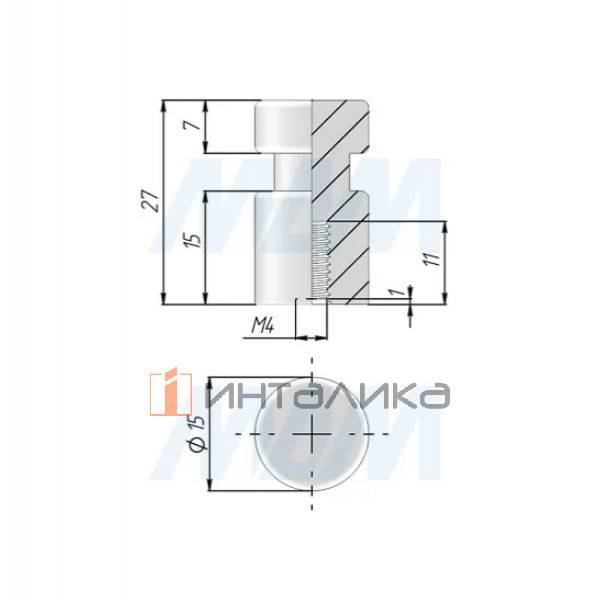 Ручка-кнопка D15мм черный матовый (WPO.785.000.00N4) – 2