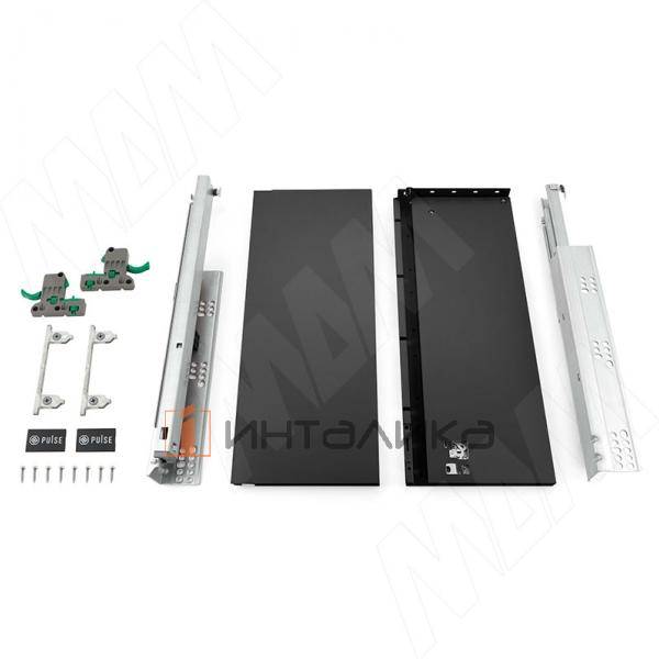 LS BOX комплект ящика 450 мм, цвет черный (боковины h173 мм с направляющими открывания от нажатия) (LT173450BL) – 3