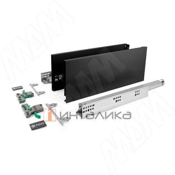 LS BOX комплект ящика 500 мм, цвет черный (боковины h173 мм с направляющими открывания от нажатия) (LT173500BL) – 2