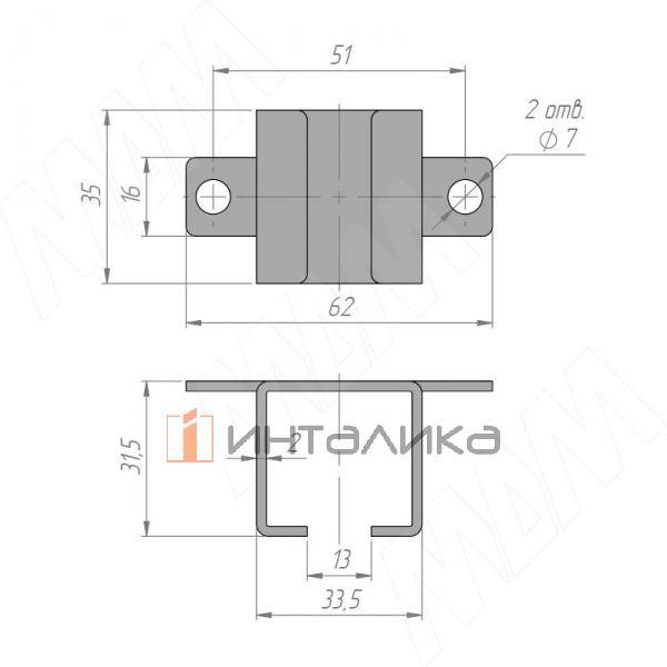 STANDART Крепление направляющей К-075 к потолку (1132-KK-075) – 2