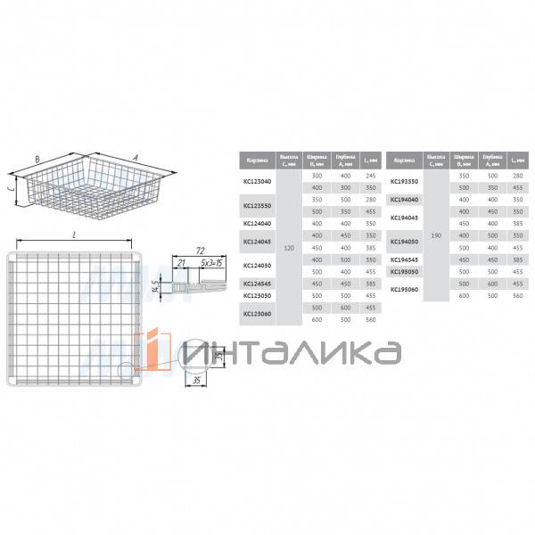 BASE Корзина сетчатая, 120х400х400 мм, черный (КС124040 ЧР) – 3