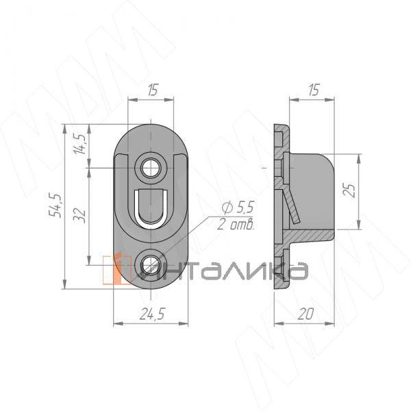 Штангодержатель пластиковый для овальной штанги, белый (RT03PL-WH) – 3