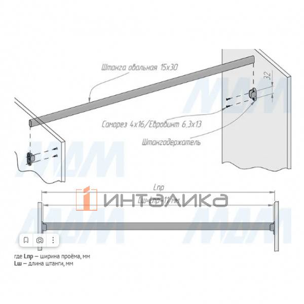 Штангодержатель пластиковый для овальной штанги, белый (RT03PL-WH) – 4