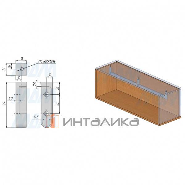 Штангодержатели для овальной штанги, черный, крепление к боковине и к полке (прав. лев.) (WA0612SBL) – 4