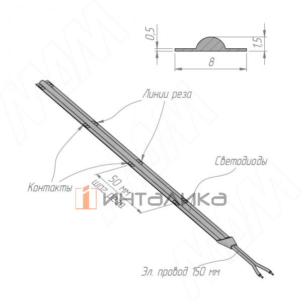 LUX, COB лента светодиодная, 420 диодов, 24V, 5 м, CRI 90, теплый белый 3000К, IP20, 10W/1м (LS24-COB-WW20-10) – 6
