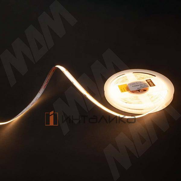 LUX, COB лента светодиодная, 420 диодов, 24V, 5 м, CRI 90, теплый белый 3000К, IP20, 10W/1м (LS24-COB-WW20-10) – 4