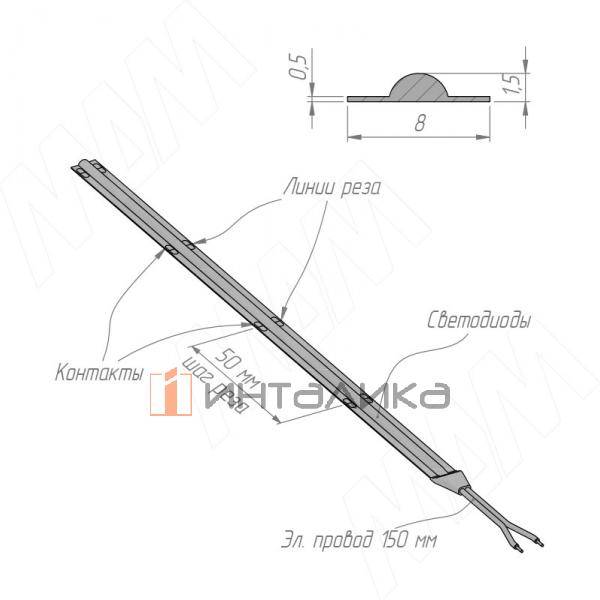 LUX, COB лента светодиодная, 420 диодов, 24V, 5 м, CRI 90, холодный белый 6000К, IP20, 10W/1м (LS24-COB-CW20-10) – 6