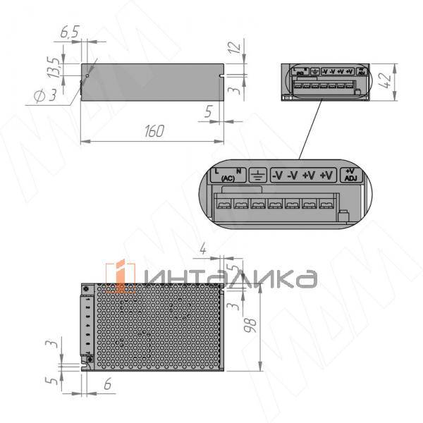 SLIM Блок питания AC-230/DC-12V, сверхтонкий, IP20, 18W (PS12-IP20-SL-S-18W) – 2