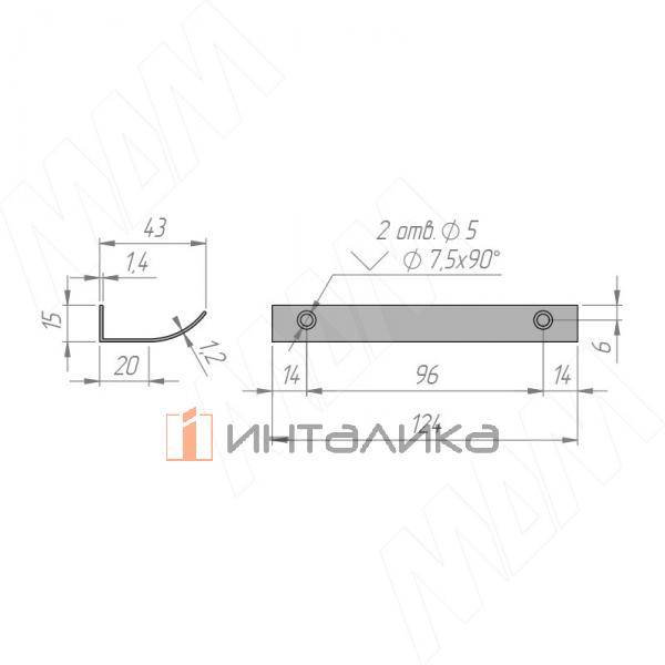 Профиль-ручка 96мм (L=124мм) крепление саморезами белый матовый (PH.RU15.096.WHT) – 2